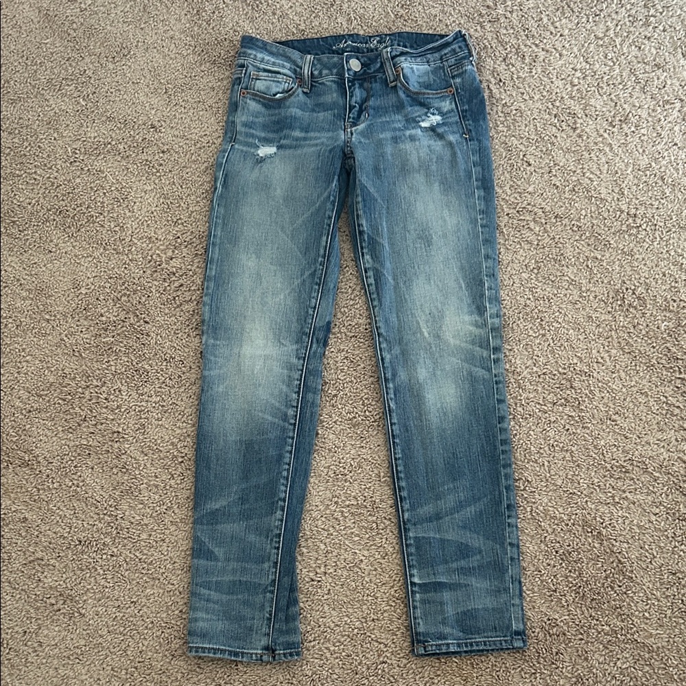 American Eagle Outfitters Distressed Blue Skinny Jeans